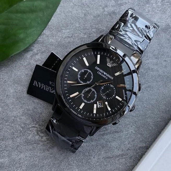 Emporio Armani AR1452 Ceramica Men's 43mm Black Ceramic Watch - SJR London Timepiece
