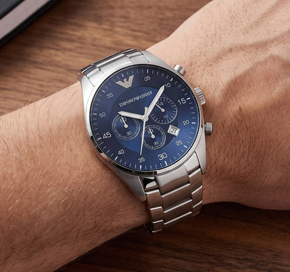 Emporio Armani AR5860 Sportivo Men's Silver & Blue Chronograph - SJR London Timepiece