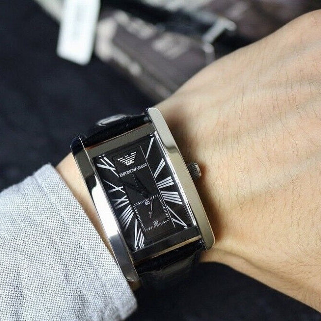 Emporio Armani AR0143 Classic Men's Rectangular Black Watch - SJR London Timepiece
