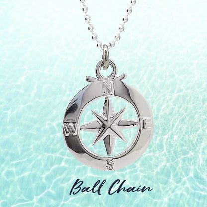 Enamel Outline Compass Large St Christopher Silver Necklace
