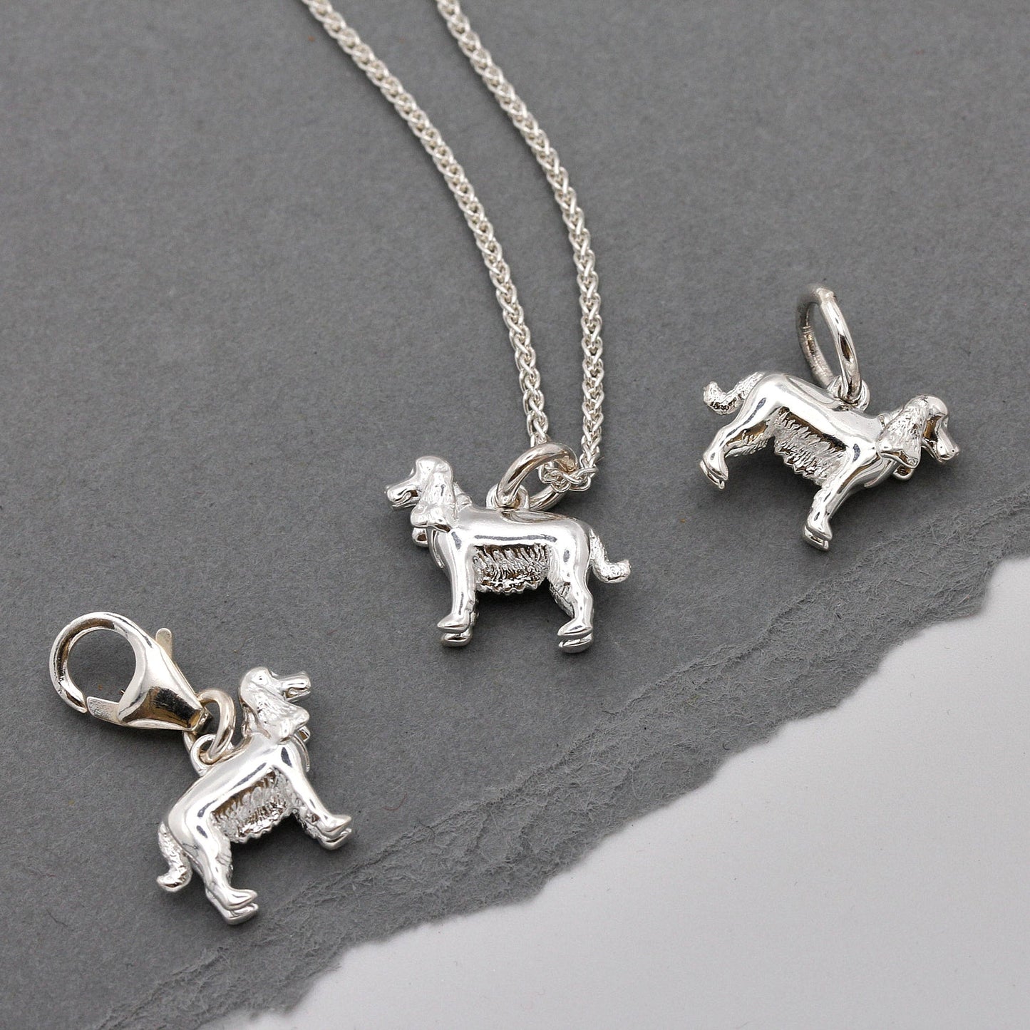 English Cocker Spaniel Silver Dog Charm