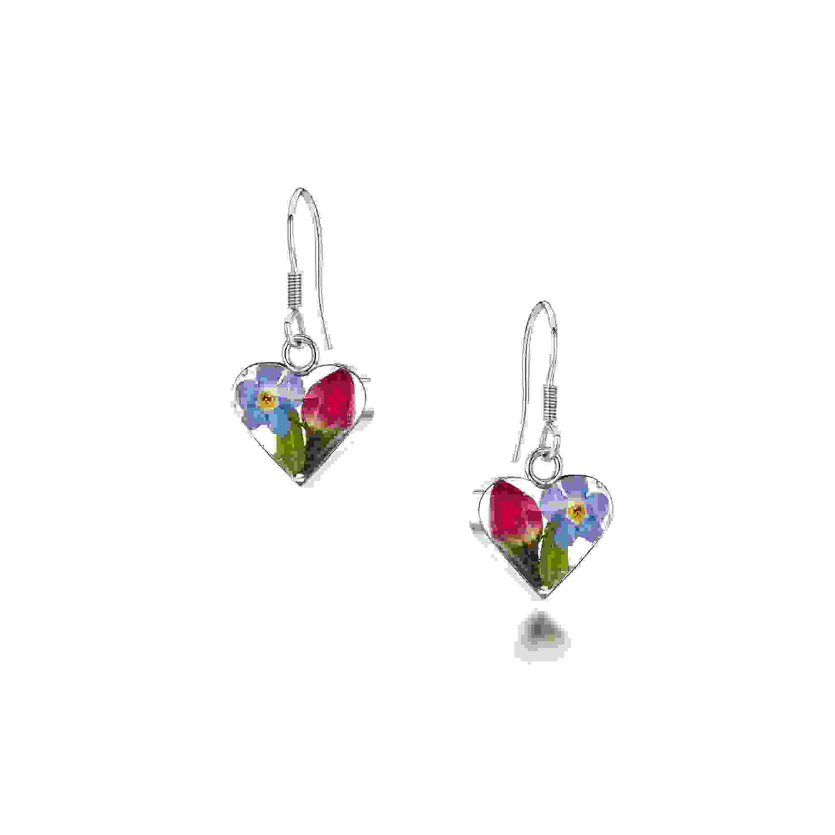 Mixed Flower Heart Drop Earrings