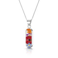 Mixed Flower & Poppy Oval Pendant Necklace