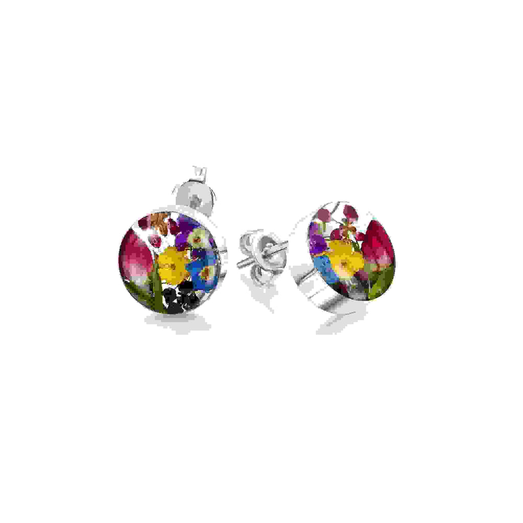 Mixed Flower Round Stud Earrings