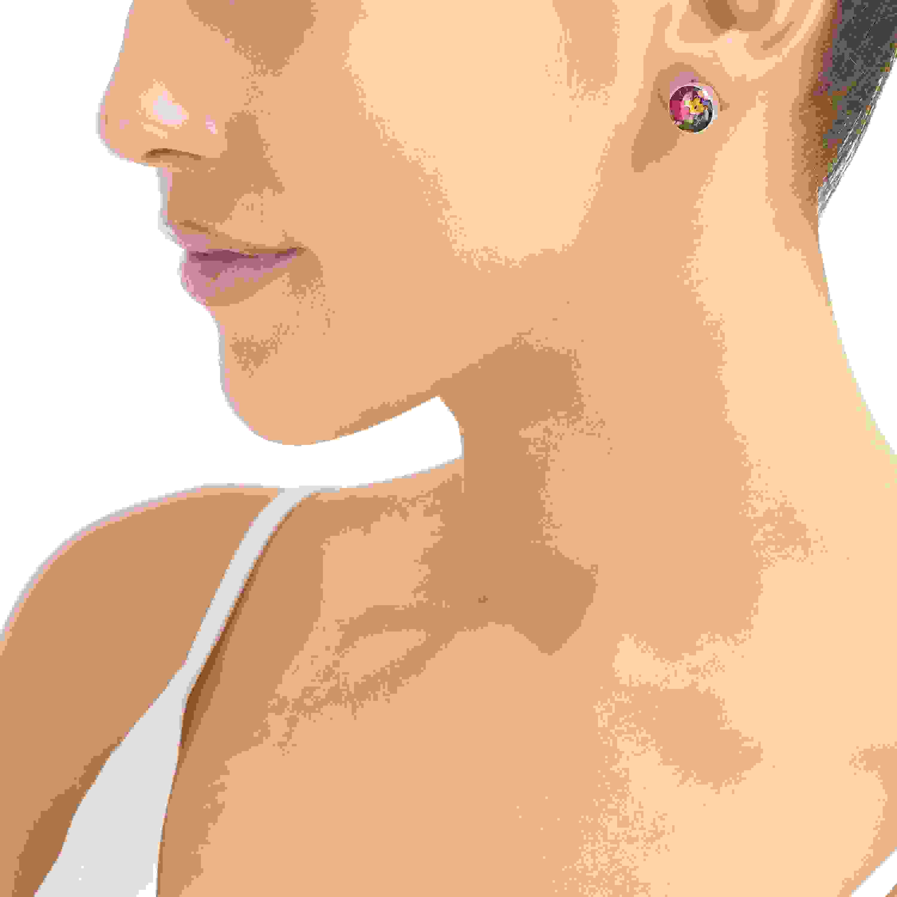 Mixed Flower Round Stud Earrings