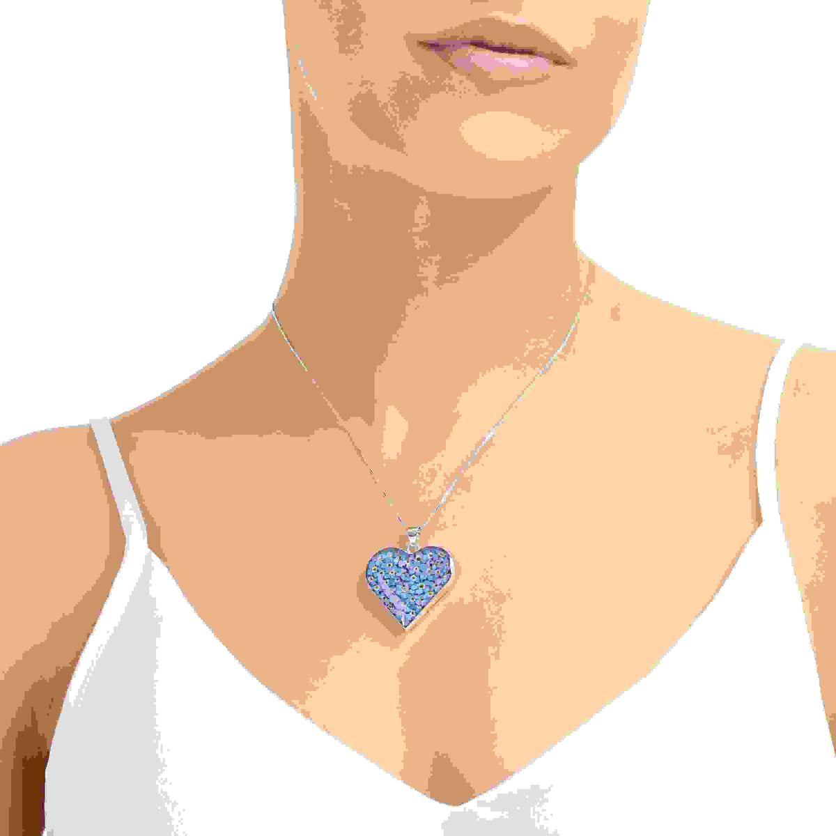 Forget-Me-Not Heart Large Pendant Necklace