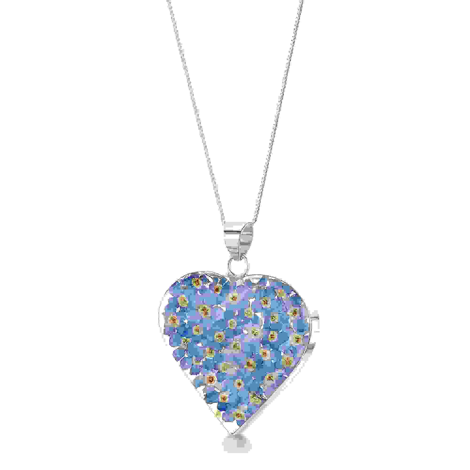 Forget-Me-Not Heart Large Pendant Necklace