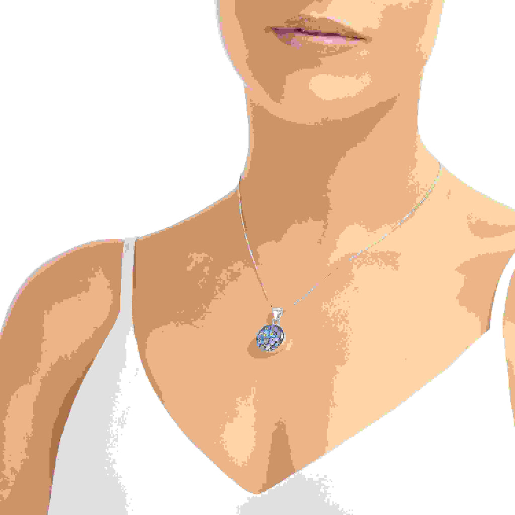 Forget-Me-Not Round Pendant Necklace
