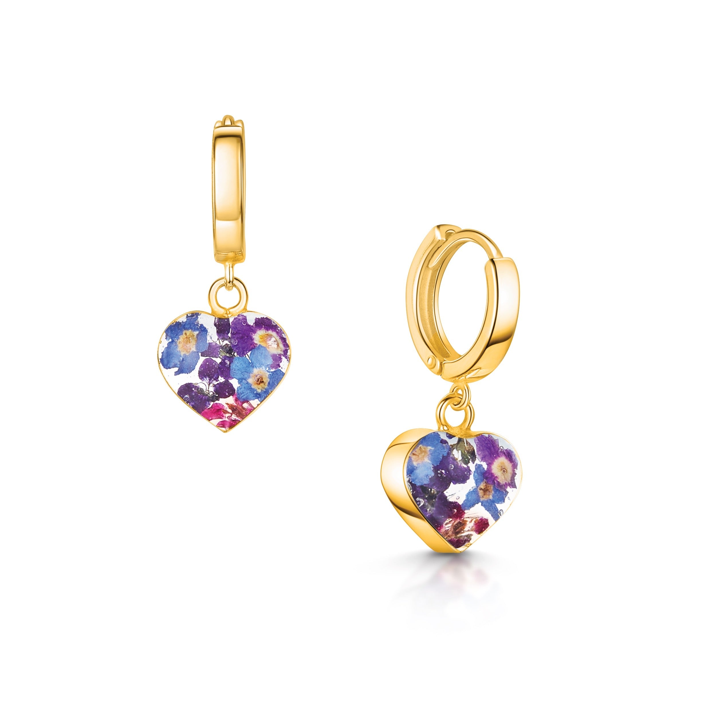 Purple Flower Huggie Earrings