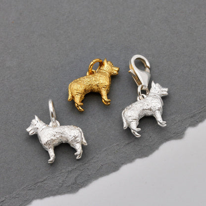 German Shepherd Silver Dog Charm