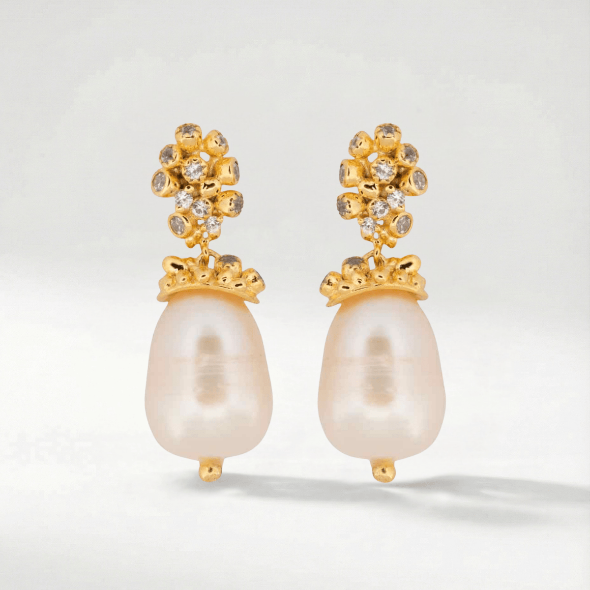 Gold Baroque Pearl Earrings - Lyra