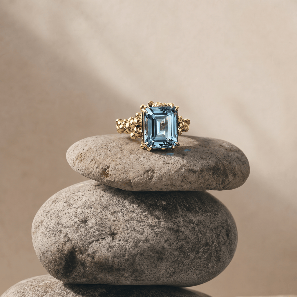 Gold or Silver Sky Blue Topaz Ring - Aurelia