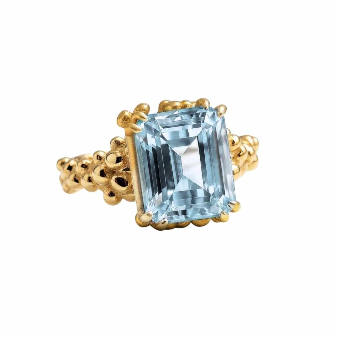 Bague en topaze bleu ciel or ou argent - Aurelia