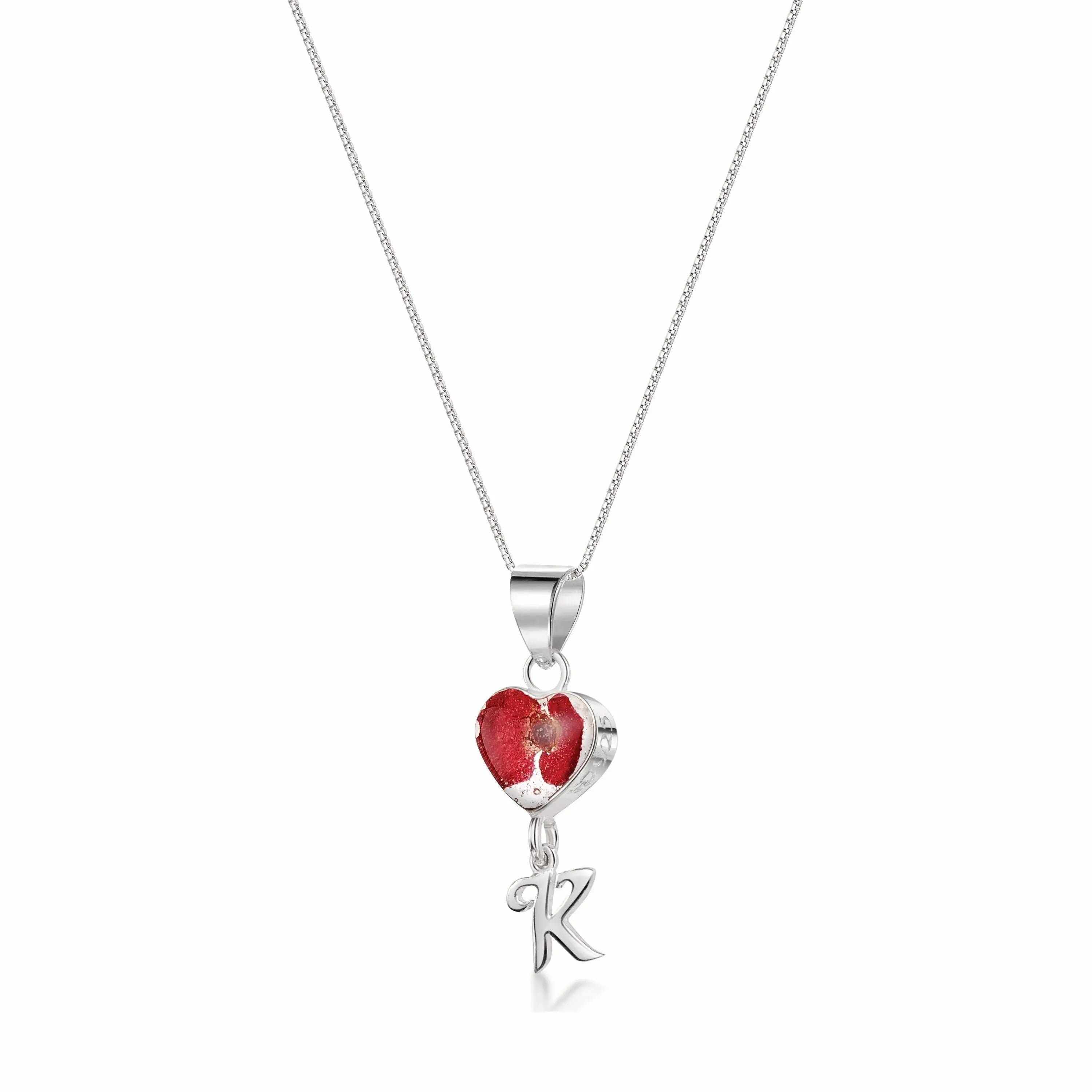 Poppy Initial Charm Heart Pendant Necklace with Heart Charm