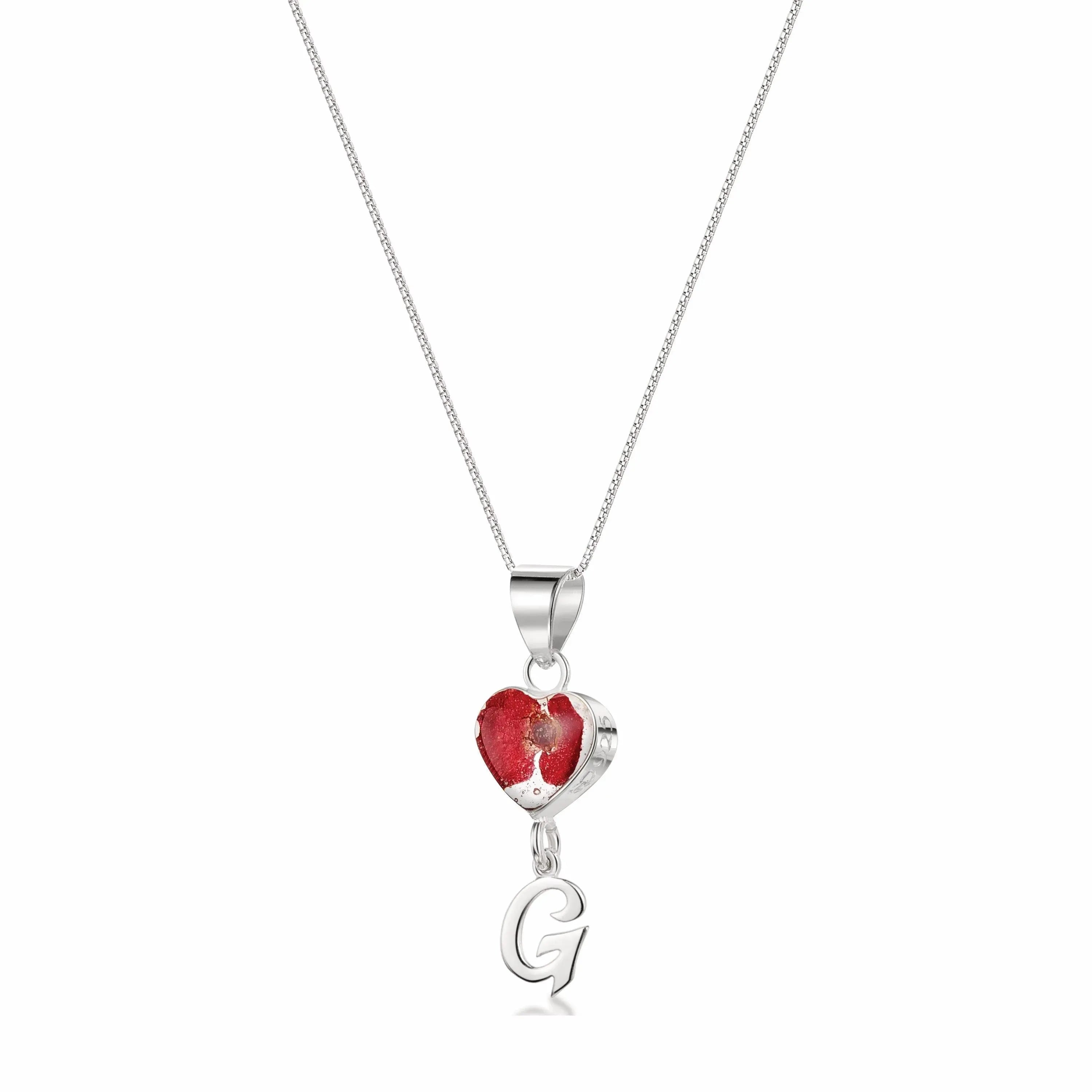 Poppy Initial Charm Heart Pendant Necklace with Heart Charm