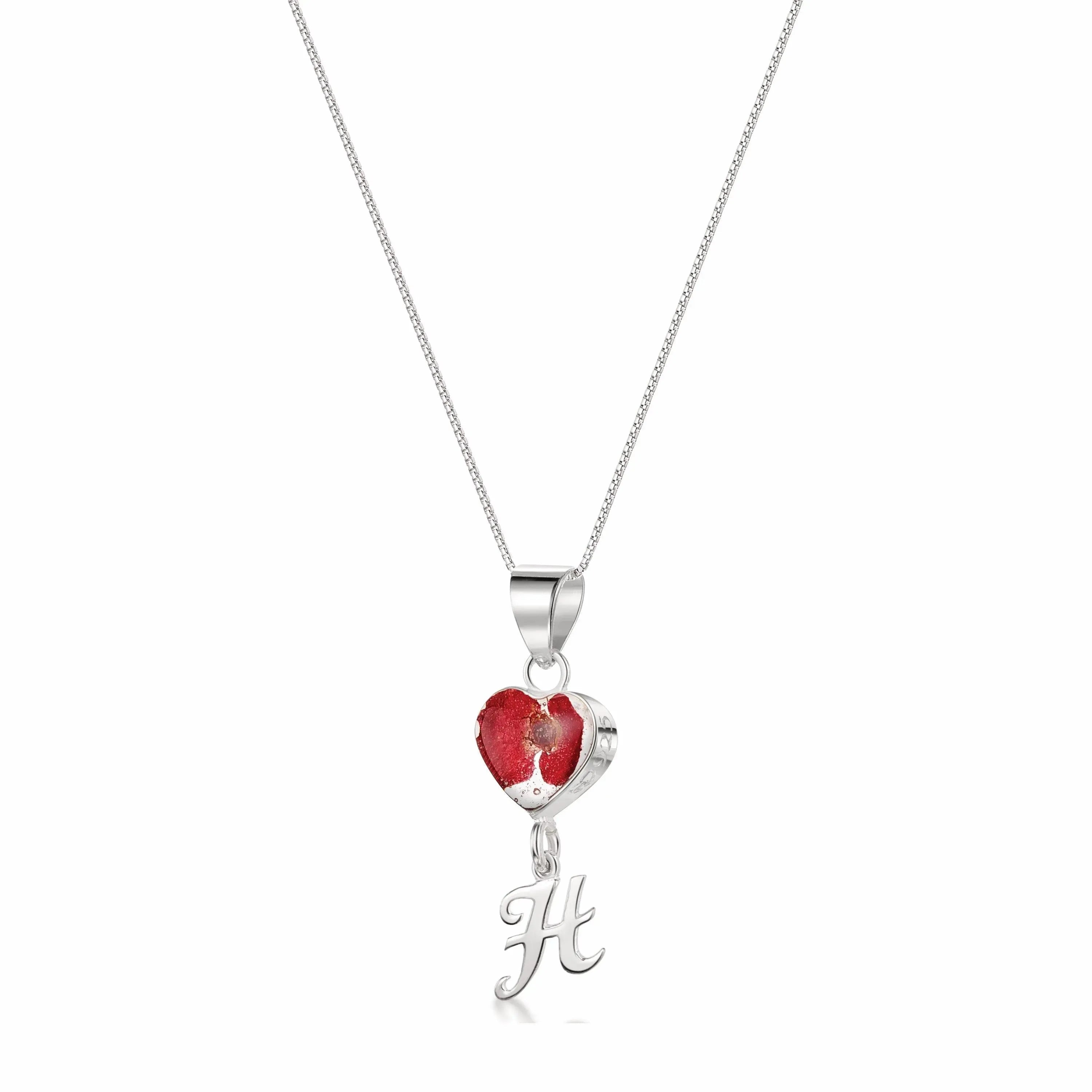 Poppy Initial Charm Heart Pendant Necklace with Heart Charm