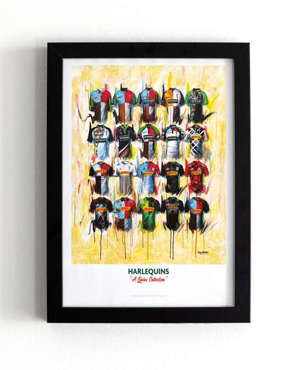 Harlequins A3 Framed Print – Iconic Rugby Shirt Wall Art