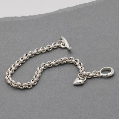 Heart Belcher Chain Charm Bracelet