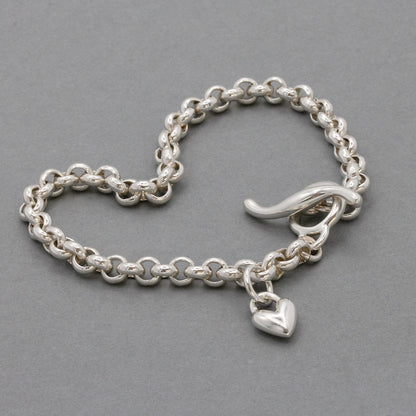 Heart Belcher Chain Charm Bracelet