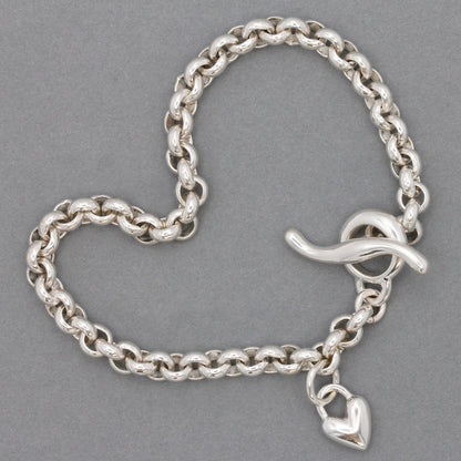 Heart Belcher Chain Charm Bracelet