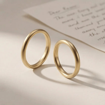 Slim Gold Wedding Band Set – Elara 2mm – 9ct/14ct/18ct Gold