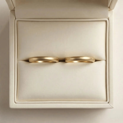 Slim Gold Wedding Band Set – Elara 2mm – 9ct/14ct/18ct Gold