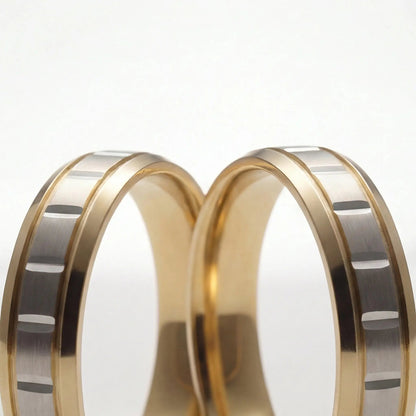 5mm Gold Wedding Band – Star Cut Two Tone – 9ct/14ct/18ct Gold