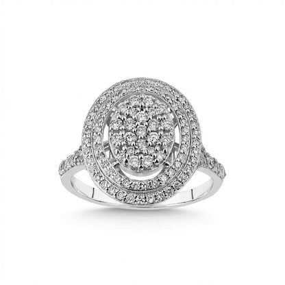 14ct/14K White Gold Natural Diamond Ring – Oval Diamond Halo