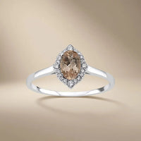 14ct/14K White Gold Natural Morganite & Diamond Ring – Morganite Diamond Halo