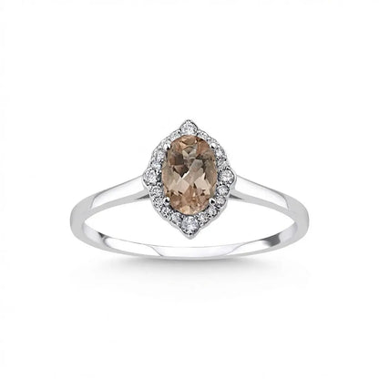 14ct/14K White Gold Natural Morganite & Diamond Ring – Morganite Diamond Halo