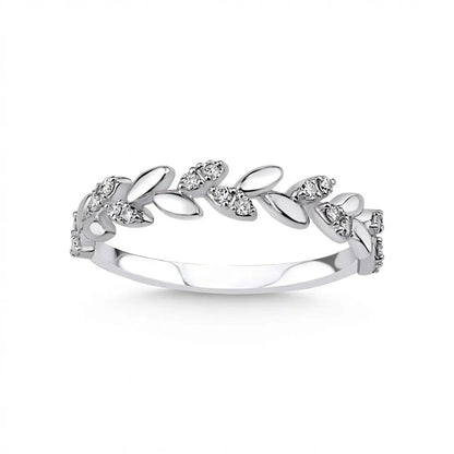 14ct/14K White Gold Natural Diamond Ring – Diamond Leaf 0.16ct