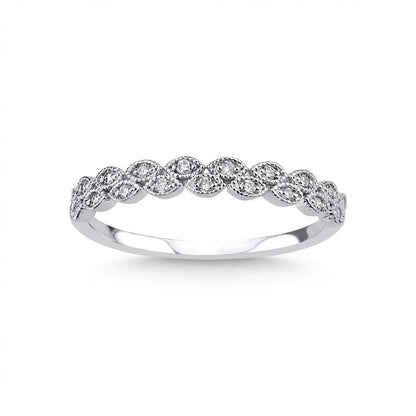14ct/14K White Gold Natural Diamond Ring – Diamond Eternity Wave 0.15ct