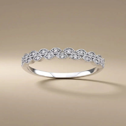 14ct/14K White Gold Natural Diamond Ring – Diamond Eternity Wave 0.15ct