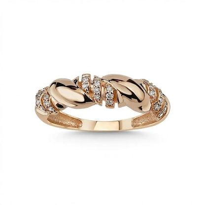 14ct/14K Rose Gold Natural Diamond Ring – Twisted Diamond