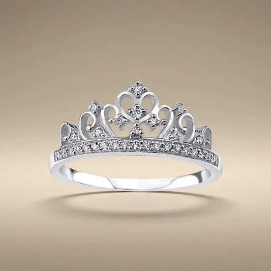 14ct/14K White Gold Natural Diamond Ring – Crown Diamond