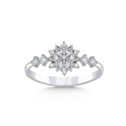 14ct/14K White Gold Natural Diamond Ring – Snowflake Diamond