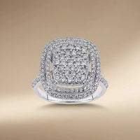 14ct/14K White Gold Natural Diamond Ring – Double Halo Diamond 1.06ct