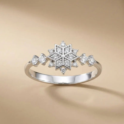 14ct/14K White Gold Natural Diamond Ring – Snowflake Diamond