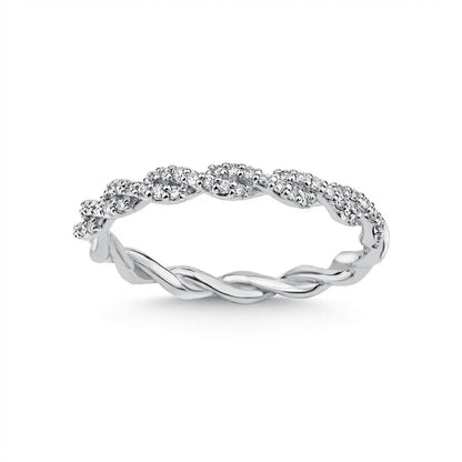14ct/14K White Gold Natural Diamond Ring – Twisted Pavé Diamond