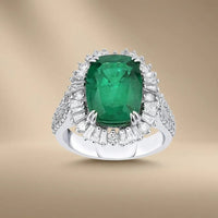 14ct/14K White Gold Natural Emerald & Diamond Ring – Emerald Halo 4.78ct