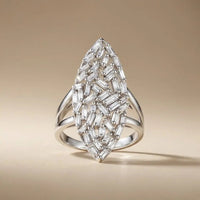 14ct/14K White Gold Natural Diamond Ring – Marquise Baguette 0.96ct