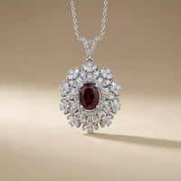14ct/14K White Gold Ruby & Diamond Necklace – Ruby Sunburst Diamond 2.68ct