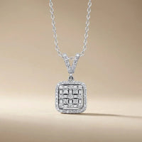 14ct/14K White Gold Natural Diamond Pendant – Square Cluster Diamond 0.36ct