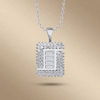 14ct/14K White Gold Natural Diamond Pendant – Baguette Center Square Diamond 1.03ct