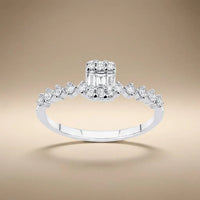 14ct/14K White Gold Natural Diamond Ring – Baguette Diamond Cluster with Accented 0.34ct