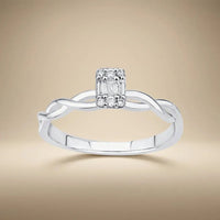 14ct/14K White Gold Natural Diamond Ring – Twisted Baguette Diamond 0.12ct