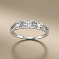 14ct/14K White Gold Natural Diamond Ring – Baguette Diamond Center 0.31ct