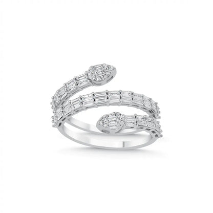 14ct/14K White Gold Natural Diamond Ring – Wrap Style Baguette Diamond 1.01ct