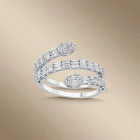 14ct/14K White Gold Natural Diamond Ring – Wrap Style Baguette Diamond 1.01ct