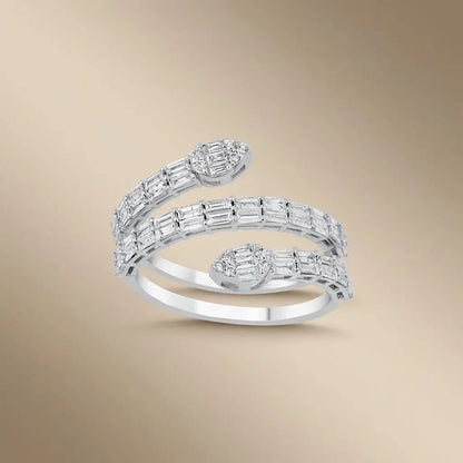 14ct/14K White Gold Natural Diamond Ring – Wrap Style Baguette Diamond 1.01ct